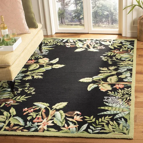 Vista 6 de SAFAVIEH Chelsea Collection - Alfombra decorativa de 1 pies 8 pulgadas x 2 pies 6 pulgadas, beige y verde, lana de campo francesa enganchada a mano
