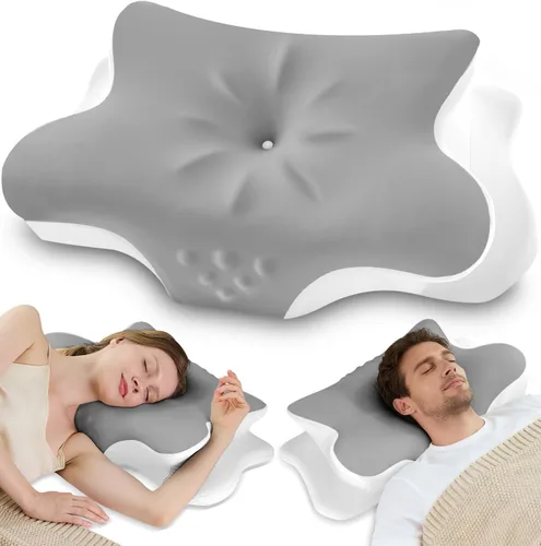Vista 11 de Almohadas cervicales para el cuello para dormir de lado, paquete de 2 almohadas cervicales para aliviar el dolor, almohadas de espuma viscoelástica
