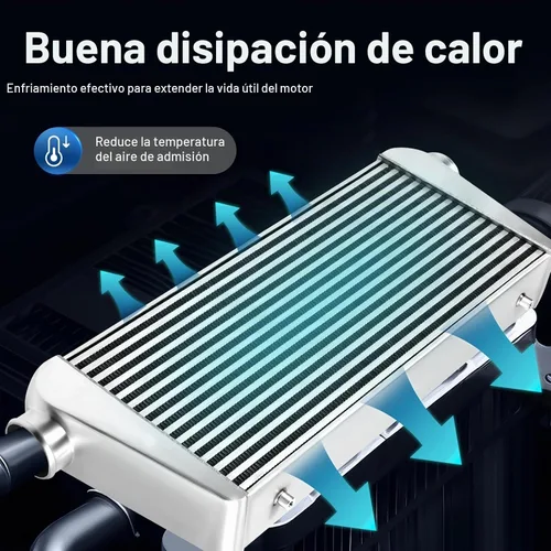 Vista 4 de Intercooler universal, kit de intercooler de ajuste universal, intercooler de aluminio de 1000 HP de entrada y salida de 3 pulgadas, núcleo de 4