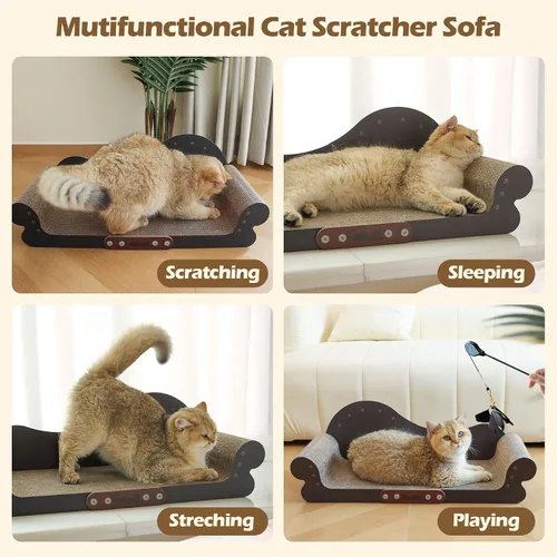 Vista 2 de ComSaf Cama Rascador Grande para Gatos - Tabla Rascadora para Gatos de 26", Sofá Rascador para Gatos de Cartón, Cama Lounge Rascadora Duradera