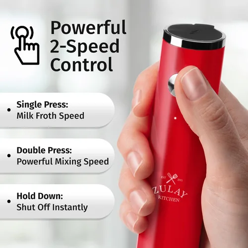 Vista 226 de Zulay Milk Boss Espumador de leche potente manual, hace espuma para latte, batidor para mezclar bebidas, café, miniespumador para capuchino, frappé