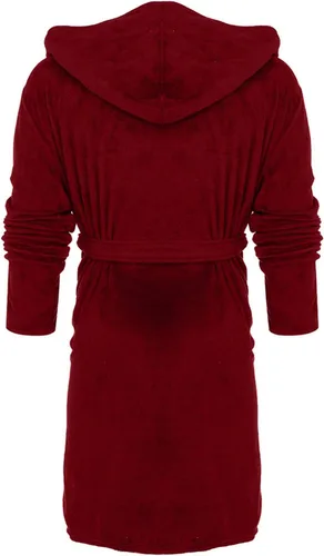 Vista 4 de Andongnywell - Bata de baño de felpa larga con capucha para mujer, longitud hasta la rodilla