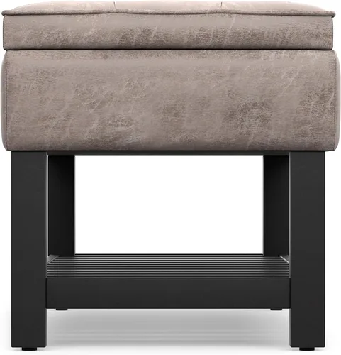 Vista 13 de SIMPLIHOME Cosmopolitan - Otomana de cuero vegano de 44 pulgadas de ancho Gris pardo envejecido