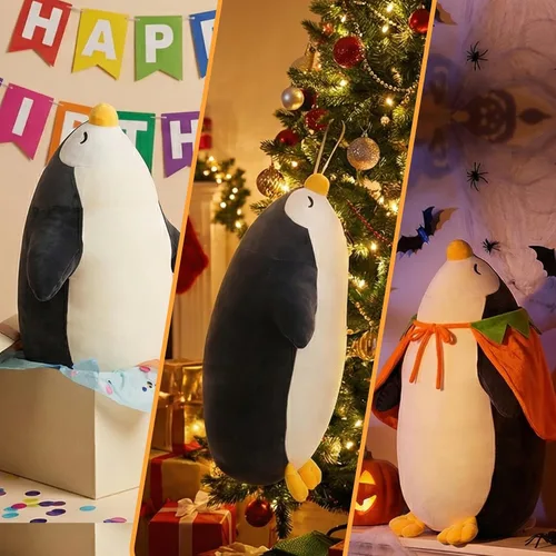 Vista 5 de DENTRUN Muñecas de pingüino de peluche a granel, lindos juguetes de peluche de pingüino para niños, niñas, adultos, regalo de cumpleaños, Navidad