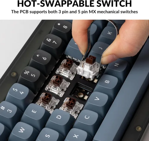 Vista 2 de Keychron V2 - Pomo de teclado mecánico personalizado con cable 65 de diseño QMKVIA programable con teclado intercambiable en caliente K Pro Brown