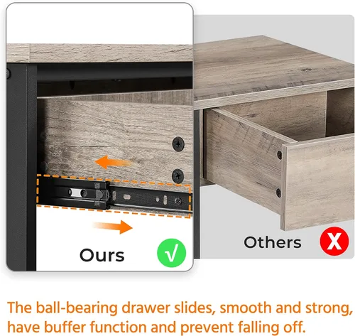 Vista 8 de Topeakmart Mesa consola de 40 pulgadas con 2 salidas y 2 puertos USB, mesa de entrada extra larga con cajón y diseño en forma de X, mesa de sofá Gris
