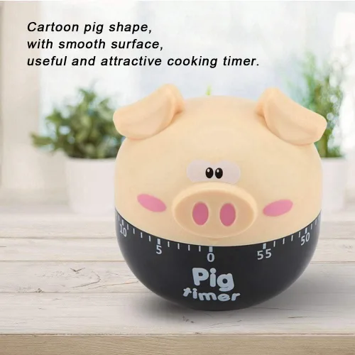 Vista 5 de Lindo cerdo de dibujos animados temporizador de cocina temporizadores mecánicos contadores para cocinar herramienta de sincronización reloj Caqui