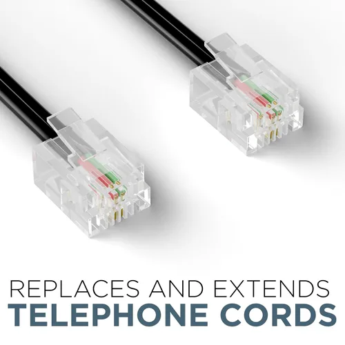 Vista 7 de THE CIMPLE CO Cable de línea telefónica de 25 pies, cable de extensión modular de teléfono de 25 pies, cable de 2 conductores (2 pines, 1 línea)