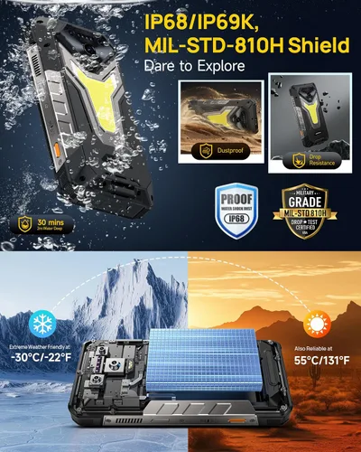 Vista 12 de Ulefone Armor 34 Pro 5G - Teléfono inteligente resistente con proyector de 150 lúmenes, 32GB+512GB ROM/2TB, 25500mAh 66W, Android 15, 6.95" 120Hz