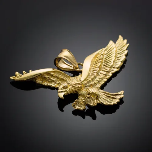 Vista 2 de Animal Kingdom Colgante de águila voladora de oro de 10 quilates, Oro amarillo