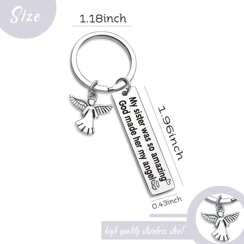 Vista 2 de 7RVZM Llavero de condolencia para hermana, llavero de duelo en memoria de hermana, regalo para hermana, joyería de condolencias
