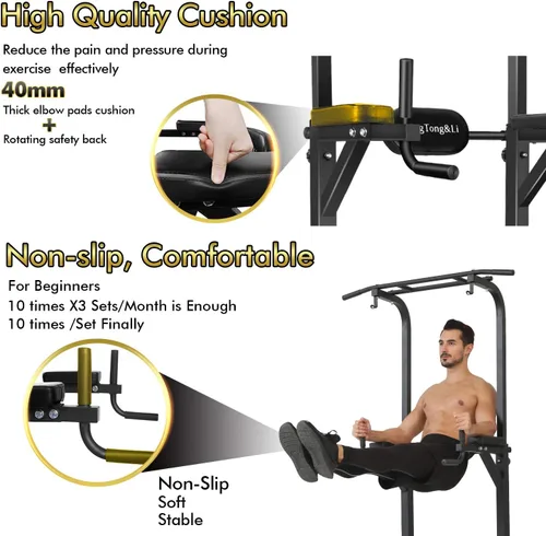 Vista 3 de BangTong&Li - Torre de ejercicio, barra de dominadas, estación de fondos, soporte para el gimnasio en casa, equipo de entrenamiento de fuerza