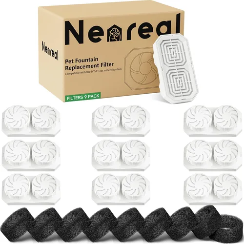 Vista 11 de Neareal Paquete de 6 filtros de repuesto oficiales y esponjas de prefiltro para fuente de agua de acero inoxidable para gatos de 108 onzas / 3.2 L