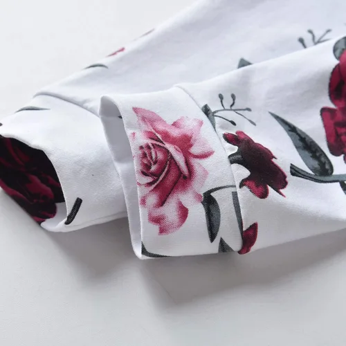 Vista 6 de Eghunooy Conjunto de sudadera con capucha floral de manga larga para bebé niña con bolsillo y diadema