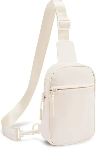 Vista 4 de CHOLISS Negro + Beige Bolso bandolera pequeño para mujeres y hombres, bolsos cruzados de moda con correa extendida, bolso ligero para el pecho