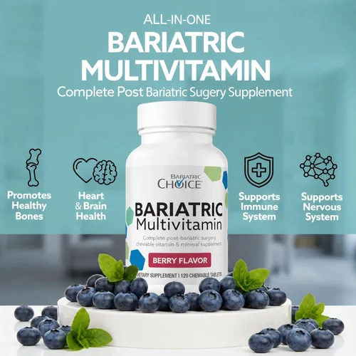 Vista 5 de Bariatric Choice My Bariatric - Multivitamínico masticable con hierro y 300 mg de calcio, bayas (120 unidades)
