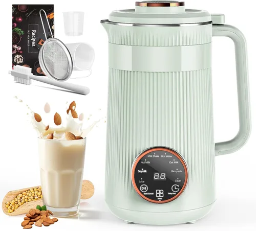 Vista 10 de Máquina para hacer leche de frutos secos, 35 oz casera de soja, almendra, avena, coco, bebidas a base de plantas y sin lácteos, máquina automática