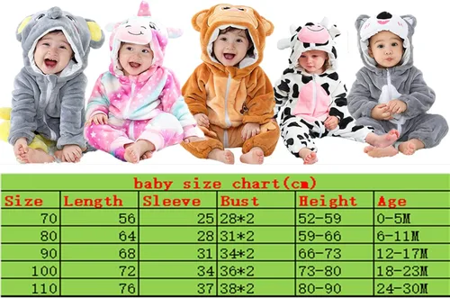 Vista 72 de Mameluco unisex de franela para bebé, disfraz de animal con capucha de dibujos animados