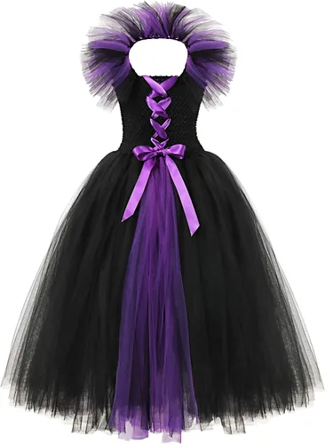 Vista 3 de YOFEEL Maleficent costume Dress up Toddler Kids Baby girls Witch Evil Queen Tutu Dress for Halloween Cosplay