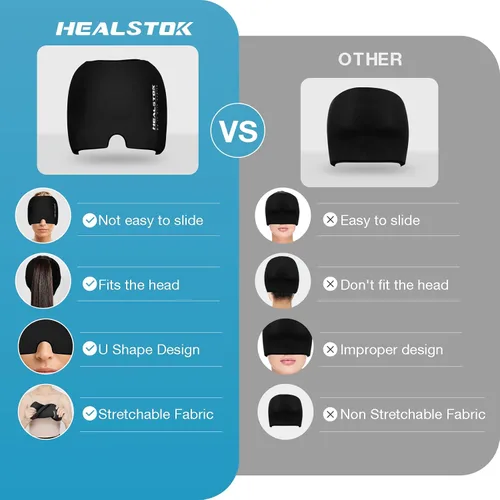 Vista 8 de Sombrero frío, tapa de hielo, envoltura de cabeza de hielo, terapia fría y caliente, reutilizable 360 compresión, envoltura flexible para la cabeza