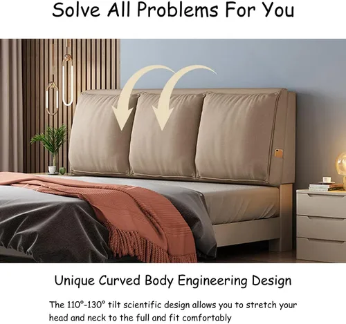 Vista 2 de Almohada de respaldo para cabecero grande, almohada de lectura triangular para cama de tamaño matrimonial individual queen, cojín de apoyo perfecto