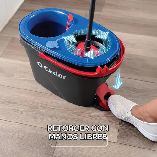 Vista 4 de [Usado] O-Cedar RinseClean - Sistema de trapeador giratorio y cubeta Limpia con agua limpia Elimina el 99% de las bacterias Trapeador giratorio