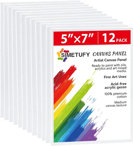 Vista 23 de Simetufy Paquete de 12 Tableros de Lienzo Pequeños para Pintura de 4 x 6 pulgadas - Paneles de Mini Lienzo de 100% Algodón sin Ácidos Imprimados