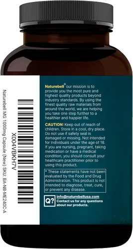 Vista 9 de NatureBell - Suplemento de glicinato de magnesio 1000 mg, 500 mg por cápsula, 240 píldoras, 100 % quelado y purificado, sin OGM y sin gluten