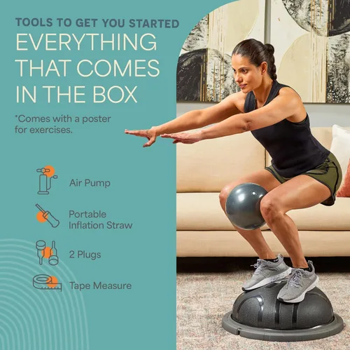 Vista 6 de Lifepro Half Balance Ball Trainer - Pelota de estabilidad para ejercicio, entrenamientos de cuerpo completo, gimnasio en casa y terapia física