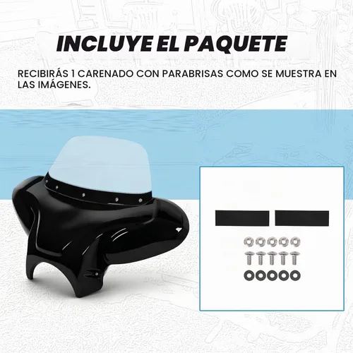 Vista 6 de Carenado universal, alas de murciélago, con parabrisas polarizado, para motocicleta grande Cruiser.