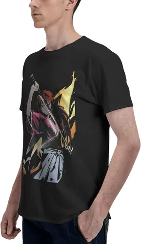 Vista 5 de Rurouni Kenshin Anime - Camiseta de algodón para hombre, cuello redondo, informal, camisetas