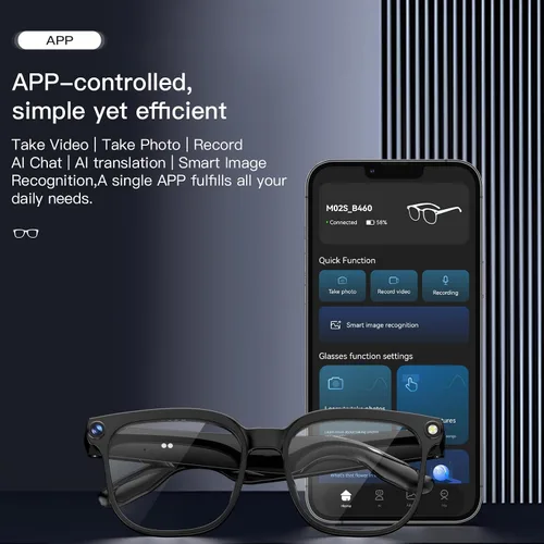 Vista 6 de Lentes inteligentes AI con cámara 4K, gafas de sol de grabación de video Bluetooth, traductor en tiempo real para más de 100 idiomas, asistente
