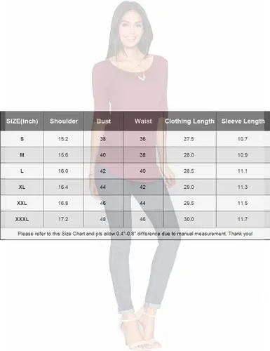 Vista 6 de Camisetas casuales de algodón de manga media para mujer, camisetas básicas de verano a la moda