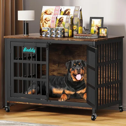 Vista 14 de EasyCom Jaula para Perros de Alta Resistencia para Interior con Etiqueta de Nombre, Mueble de Jaula para Perros de 27 Pulgadas para Perros Pequeños