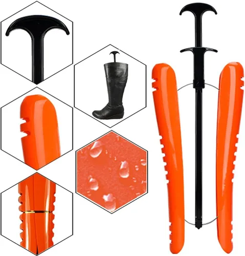 Vista 6 de NewFerU Soporte para moldeador de eje de árbol de botas, soporte reutilizable, ajustable, para botas altas (L 16.5 pulgadas, naranja)
