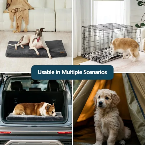 Vista 7 de LIORCE Cama para perros pequeños, almohadilla para jaula para cachorros con funda extraíble lavable y forro impermeable, tapete de espuma