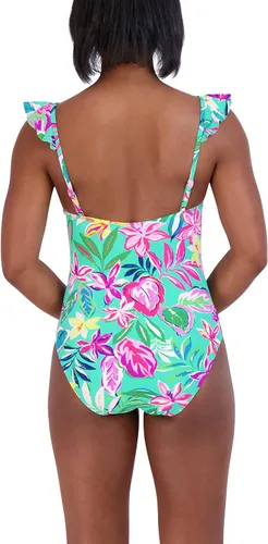 Vista 3 de Stella Parker Traje de baño de una pieza con volantes estándar para mujer, control de abdomen, secado rápido, extraíble, con correa ajustable