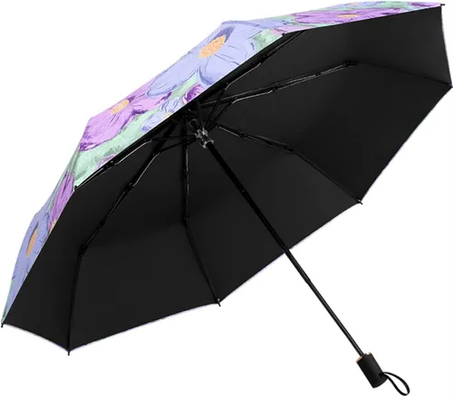 Vista 2 de URAWESO Parasol con protección UV, diseño de flores, plegable, para caminar, viajes, decoración de boda