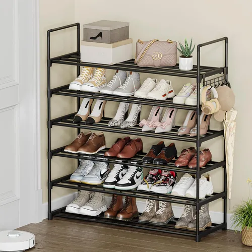 Vista 2 de Zapatero de 6 niveles, zapatero para armario, organizador de zapatos para entrada, almacenamiento de zapatos para puerta delantera, entrada