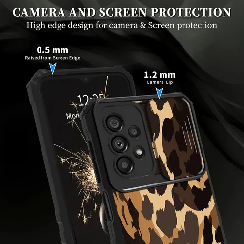 Vista 2 de Funda para Samsung Galaxy A53 5G con cubierta de cámara y soporte de soporte, resistente a prueba de golpes, TPU funda protectora para Samsung
