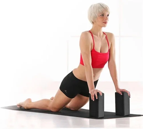 Vista 2 de Bloques de yoga para mujer, paquete de 2 bloques de yoga de espuma EVA sin látex, 9 x 6 x 3 pulgadas, superficie antideslizante, bloque de yoga