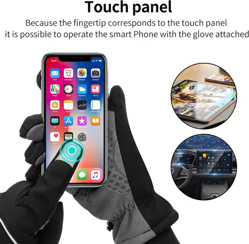 Vista 3 de Santic Guantes térmicos de ciclismo de invierno para hombres y mujeres, guantes acolchados para pantalla táctil, para entrenamiento, correr