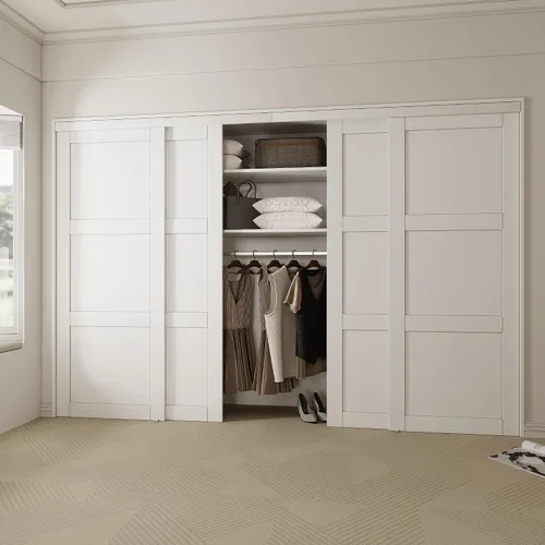 Vista 7 de Puertas correderas para armario pintables para dormitorios, 48 x 80 pulgadas, puerta interior de núcleo sólido 3-Lite con kit de herramientas