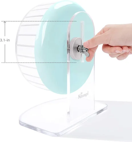 Vista 6 de Niteangel Ruedas de ejercicio súper silenciosas para hámster: ruedas giratorias silenciosas para hámster con soporte ajustable para hámsters, Verde