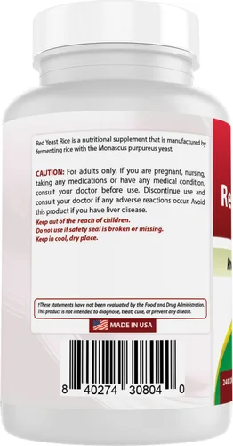 Vista 7 de Best Naturals Arroz de levadura roja, 1200 mg por porción, 240 cápsulas, fórmula premium, probado en laboratorio de terceros