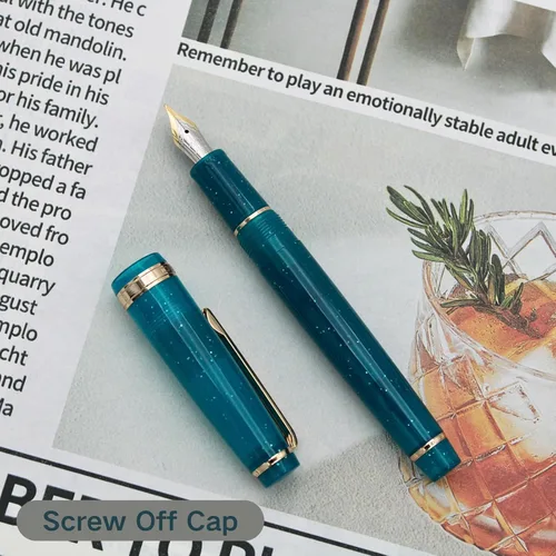 Vista 64 de 82 Pluma estilográfica - Barril de material acrílico, plumín extrafino de iridio con convertidor de tinta, pluma de escritura suave, diseño clásico