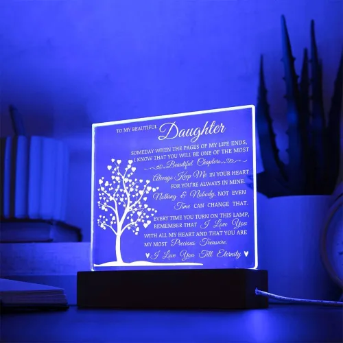 Vista 5 de Regalo conmemorativo para hija - Lámpara del Amor, Placa cuadrada de acrílico para hija, Mensaje significativo en exhibición, Regalo de cumpleaños