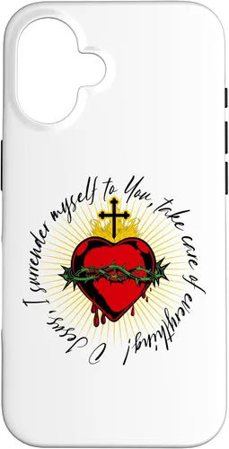 Vista 32 de Surrender Novena O Jesus Catholic Black Letter Case for iPhone 17