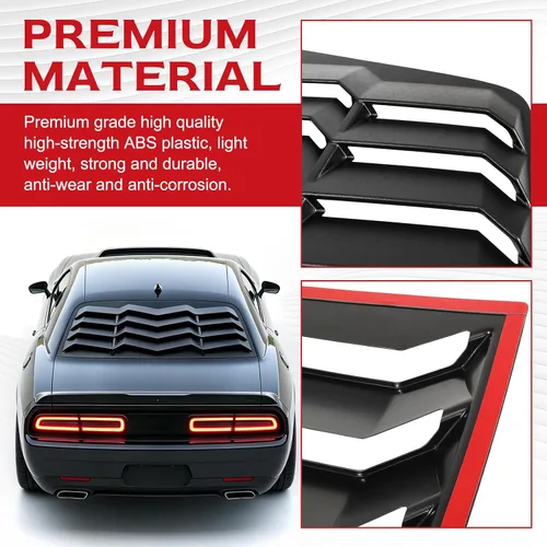 Vista 4 de persiana para ventana trasera, cubierta protectora para parabrisas trasero compatible con Dodge Challenger 2008-2022 2023 en estilo GT Lambo