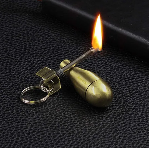 Vista 2 de Partido permanente, iniciador de fuego de metal pedernal con llavero, encendedor de emergencia para caza o campamento, ideas de regalo EDC